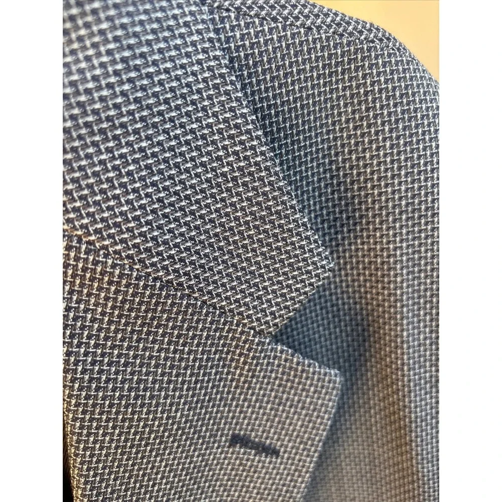 Graham Gunn Ltd Mens Blazer Jacket 43L Grey Houndstooth Wool Two Button‎